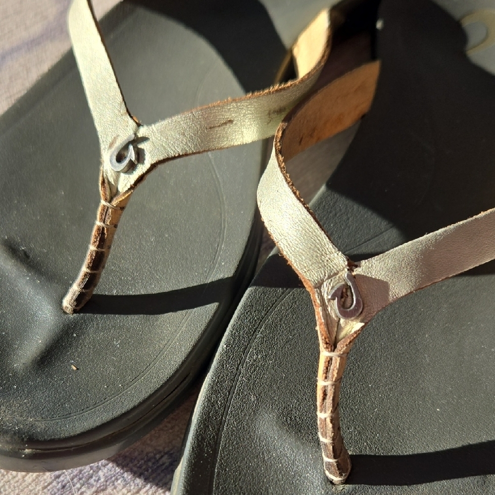 OluKai Black and Tan Women's Sandals - Picture 2 of 6